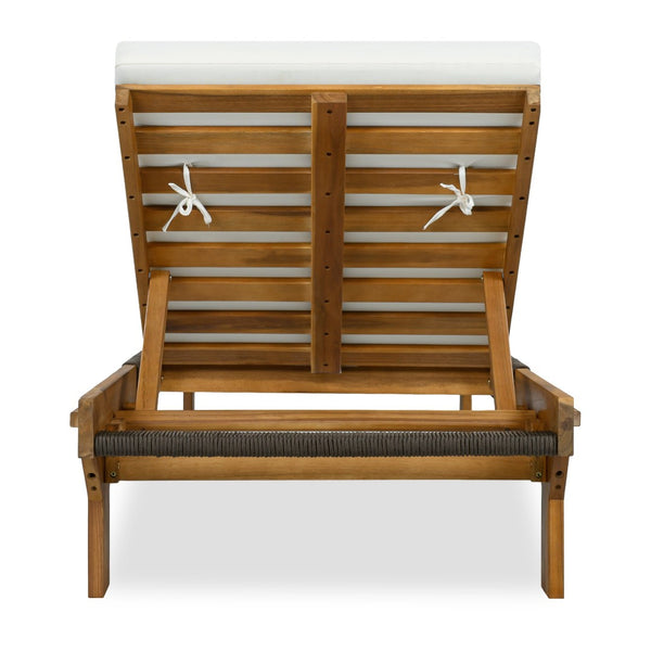 English Elm Outdoor Acacia Hardwood Chaise Lounge Five Position Reclining Patio Lounger N772P494241T