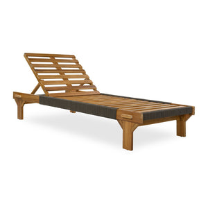 English Elm Outdoor Acacia Hardwood Chaise Lounge Five Position Reclining Patio Lounger N772P494241T