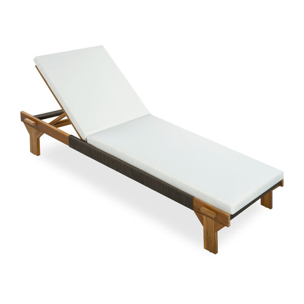 English Elm Outdoor Acacia Hardwood Chaise Lounge Five Position Reclining Patio Lounger N772P494241T