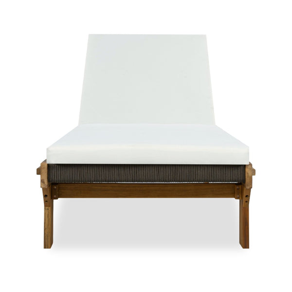 English Elm Outdoor Acacia Hardwood Chaise Lounge Five Position Reclining Patio Lounger N772P494241T