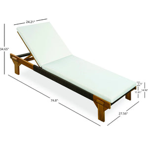 English Elm Outdoor Acacia Hardwood Chaise Lounge Five Position Reclining Patio Lounger N772P494241T