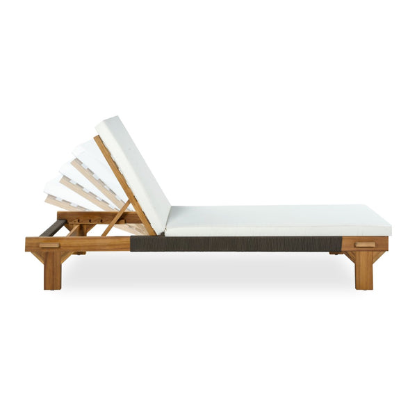 English Elm Outdoor Acacia Hardwood Chaise Lounge Five Position Reclining Patio Lounger N772P494241T