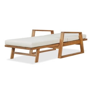 English Elm Outdoor Acacia Hardwood Chaise Lounge with Four Position Recline and Water Resistant Cushion Beige N772P497668B