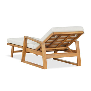 English Elm Outdoor Acacia Hardwood Chaise Lounge with Four Position Recline and Water Resistant Cushion Beige N772P497668B