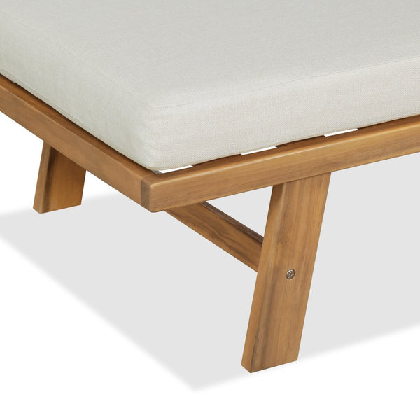 English Elm Outdoor Acacia Hardwood Chaise Lounge with Four Position Recline and Water Resistant Cushion Beige N772P497668B