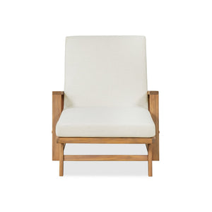 English Elm Outdoor Acacia Hardwood Chaise Lounge with Four Position Recline and Water Resistant Cushion Beige N772P497668B