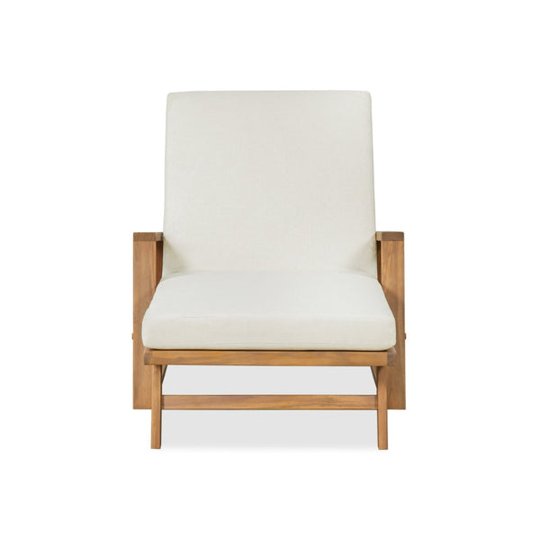 English Elm Outdoor Acacia Hardwood Chaise Lounge with Four Position Recline and Water Resistant Cushion Beige N772P497668B