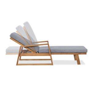 English Elm Outdoor Acacia Hardwood Chaise Lounge with Four Position Recline and Water Resistant Cushion Gray N772P497668G