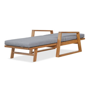 English Elm Outdoor Acacia Hardwood Chaise Lounge with Four Position Recline and Water Resistant Cushion Gray N772P497668G
