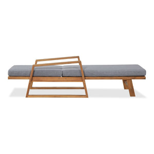 English Elm Outdoor Acacia Hardwood Chaise Lounge with Four Position Recline and Water Resistant Cushion Gray N772P497668G