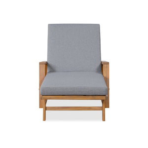 English Elm Outdoor Acacia Hardwood Chaise Lounge with Four Position Recline and Water Resistant Cushion Gray N772P497668G