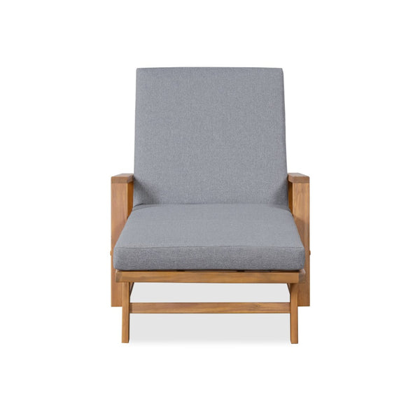 English Elm Outdoor Acacia Hardwood Chaise Lounge with Four Position Recline and Water Resistant Cushion Gray N772P497668G