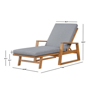 English Elm Outdoor Acacia Hardwood Chaise Lounge with Four Position Recline and Water Resistant Cushion Gray N772P497668G