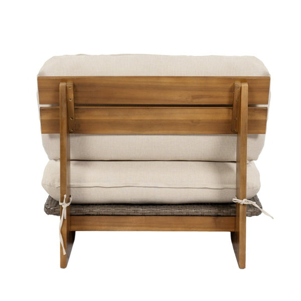 English Elm Patio Solid Acacia Wood Outdoor Chair with Water Repellent Removable Cushion Covers Lounge Chair N772P502272B