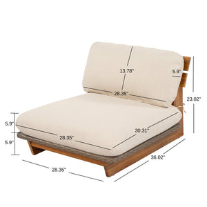 English Elm Patio Solid Acacia Wood Outdoor Chair with Water Repellent Removable Cushion Covers Lounge Chair N772P502272B