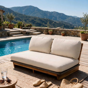 English Elm Patio Solid Acacia Wood Outdoor Chair with Water Repellent Removable Cushion Covers Loveseat N772P502273B