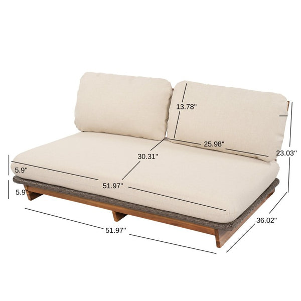 English Elm Patio Solid Acacia Wood Outdoor Chair with Water Repellent Removable Cushion Covers Loveseat N772P502273B