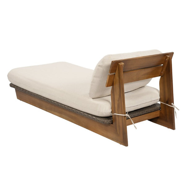 English Elm Patio Solid Acacia Wood Outdoor Chair with Water Repellent Removable Cushion Covers Lounger - Frame Only N772P502274B