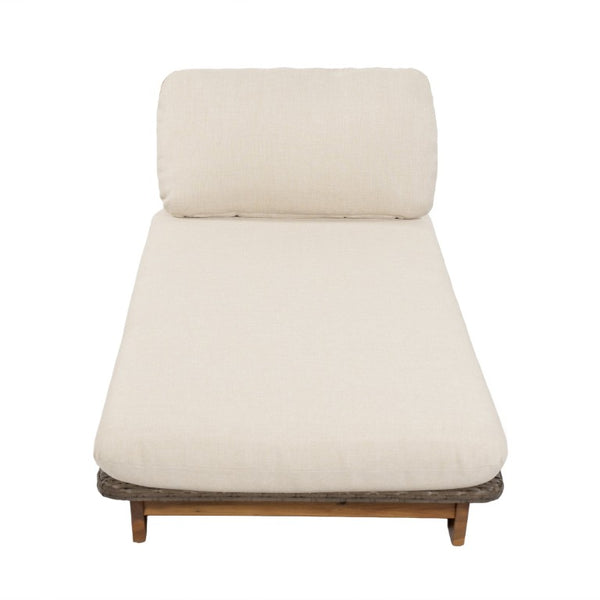 English Elm Patio Solid Acacia Wood Outdoor Chair with Water Repellent Removable Cushion Covers Lounger - Frame Only N772P502274B