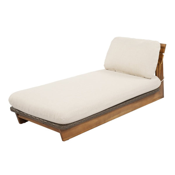 English Elm Acacia Solid Wood Outdoor Lounger with Cushioned Seat and Water Repellent Fabric N772P502274B_N772P502275B