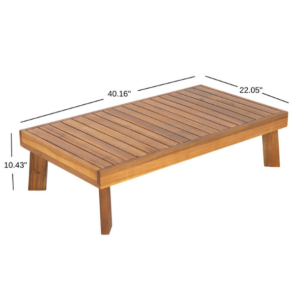 English Elm Patio Solid Acacia Outdoor Coffee Table Low Profile Teak Finish for Lounge Seating N772P502276B