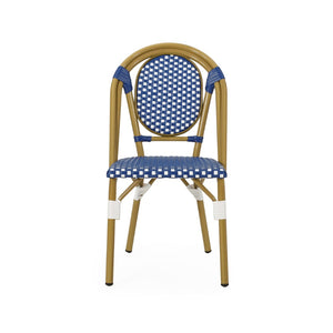 English Elm French Bistro Woven Polyethylene Rattan Patio Chair Set Aluminum Outdoor Dining N772P504776B