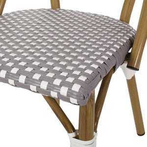 English Elm French Bistro Outdoor Chair Set of Two Woven Rattan Aluminum Patio Dining Seating N772P504776G
