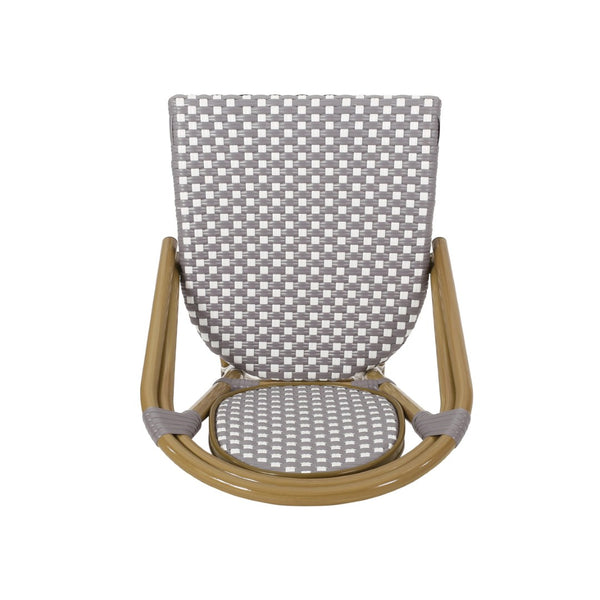 English Elm French Bistro Outdoor Chair Set of Two Woven Rattan Aluminum Patio Dining Seating N772P504776G