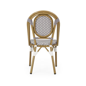 English Elm French Bistro Outdoor Chair Set of Two Woven Rattan Aluminum Patio Dining Seating N772P504776G