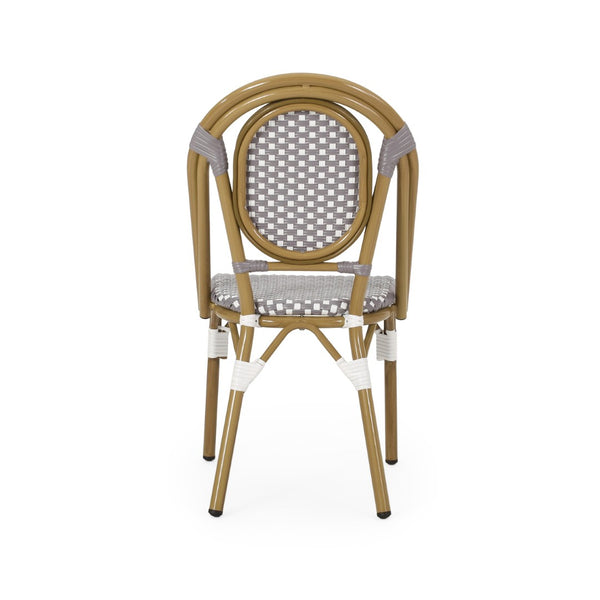 English Elm French Bistro Outdoor Chair Set of Two Woven Rattan Aluminum Patio Dining Seating N772P504776G