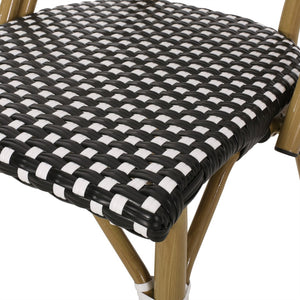English Elm Outdoor Bistro Chair Set of 2 with PE Rattan Weave and Bamboo Print Aluminum Frame N772P504776K
