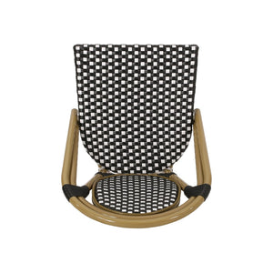 English Elm Outdoor Bistro Chair Set of 2 with PE Rattan Weave and Bamboo Print Aluminum Frame N772P504776K