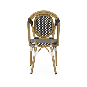 English Elm Outdoor Bistro Chair Set of 2 with PE Rattan Weave and Bamboo Print Aluminum Frame N772P504776K