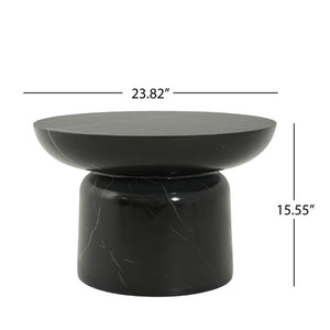 English Elm 23.82 Round MGO Marble Effect Pedestal Coffee Table for Indoor and Outdoor Living N772P510512B