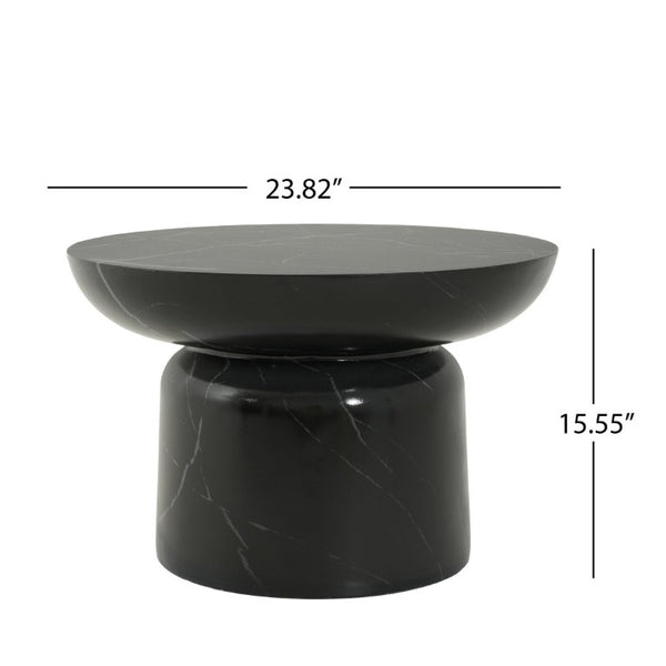 English Elm 23.82 Round MGO Marble Effect Pedestal Coffee Table for Indoor and Outdoor Living N772P510512B