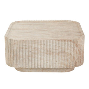 English Elm W31.89 Handcrafted Faux Travertine Outdoor Square Coffee Table in Magnesium Oxide N772P510513T