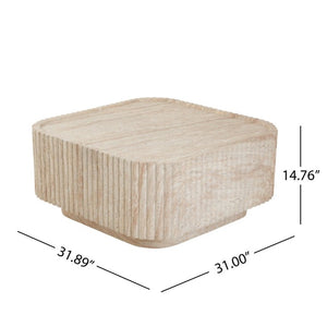 English Elm W31.89 Handcrafted Faux Travertine Outdoor Square Coffee Table in Magnesium Oxide N772P510513T