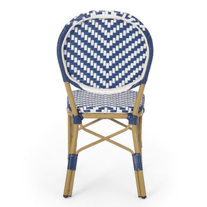 English Elm Outdoor French Bistro Armless Patio Chairs Woven Pe Rattan Aluminum Frame Set N772P516373N