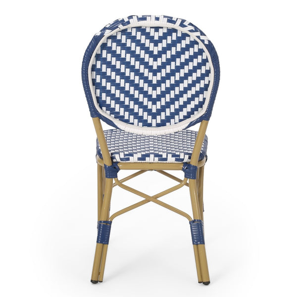 English Elm Outdoor French Bistro Armless Patio Chairs Woven Pe Rattan Aluminum Frame Set N772P516373N