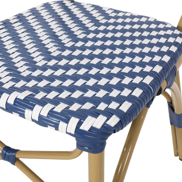 English Elm Outdoor French Bistro Armless Patio Chairs Woven Pe Rattan Aluminum Frame Set N772P516373N