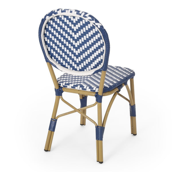 English Elm Outdoor French Bistro Armless Patio Chairs Woven Pe Rattan Aluminum Frame Set N772P516373N