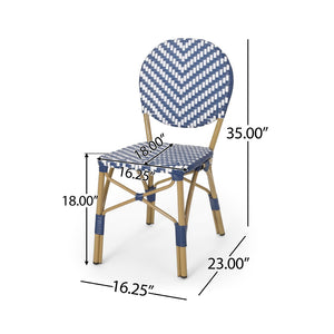 English Elm Outdoor French Bistro Armless Patio Chairs Woven Pe Rattan Aluminum Frame Set N772P516373N