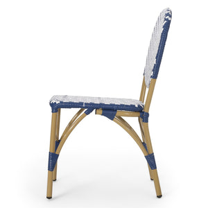 English Elm Outdoor French Bistro Armless Patio Chairs Woven Pe Rattan Aluminum Frame Set N772P516373N