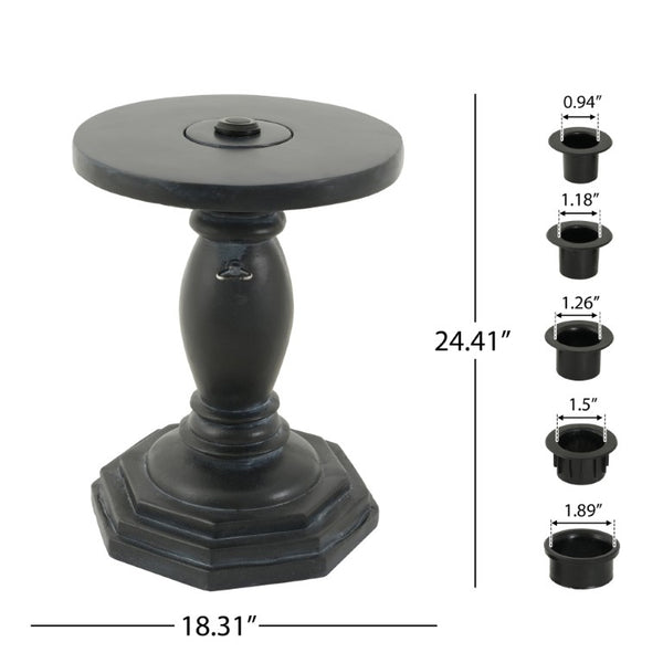 English Elm Outdoor MGO Umbrella Base Side Table with Sand Fill Weighted Antique Black Finish N772P522121A