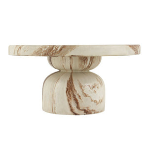 English Elm Round MGO Pedestal Coffee Table with Handcrafted Faux Marble Finish for Modern Interiors N772P522407B