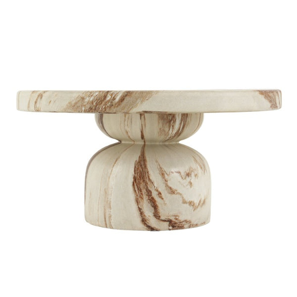 English Elm Round MGO Pedestal Coffee Table with Handcrafted Faux Marble Finish for Modern Interiors N772P522407B