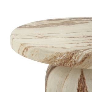 English Elm Round MGO Pedestal Coffee Table with Handcrafted Faux Marble Finish for Modern Interiors N772P522407B