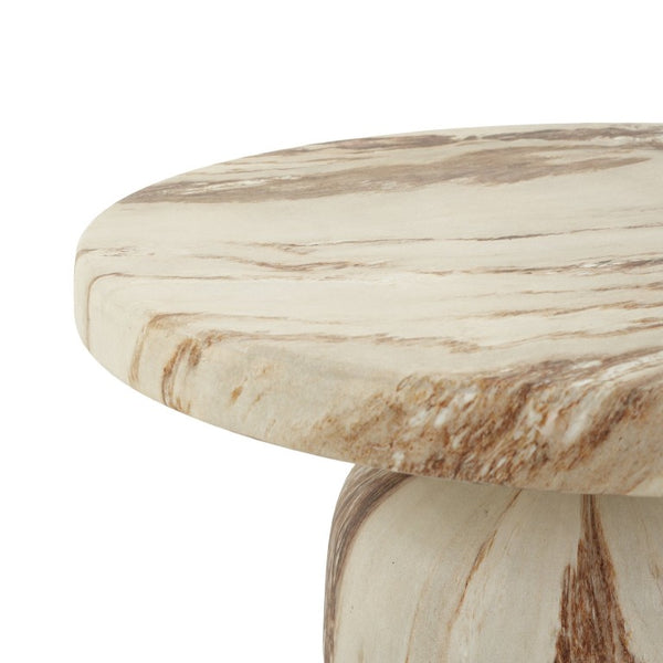 English Elm Round MGO Pedestal Coffee Table with Handcrafted Faux Marble Finish for Modern Interiors N772P522407B