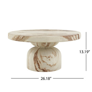 English Elm Round MGO Pedestal Coffee Table with Handcrafted Faux Marble Finish for Modern Interiors N772P522407B