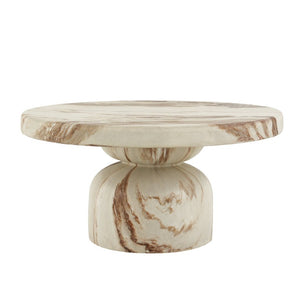 English Elm Round MGO Pedestal Coffee Table with Handcrafted Faux Marble Finish for Modern Interiors N772P522407B